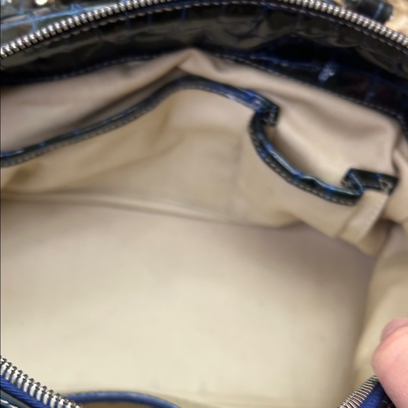 MCM Midnight Blue Crocodile Embossed Satchel - Picture 11 of 14